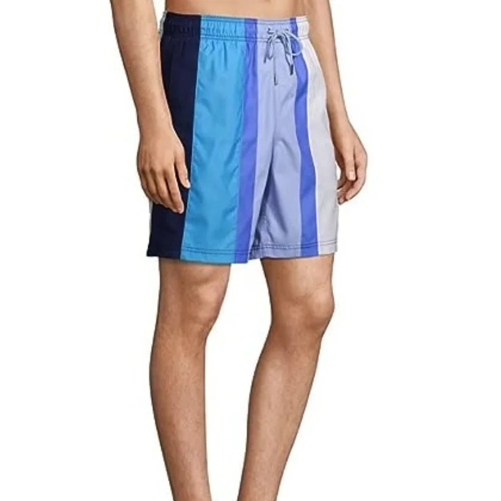 NWT Lands' End Men's Lined 8in Colorblock Volley Swim Trunks Size S $50 Y348
